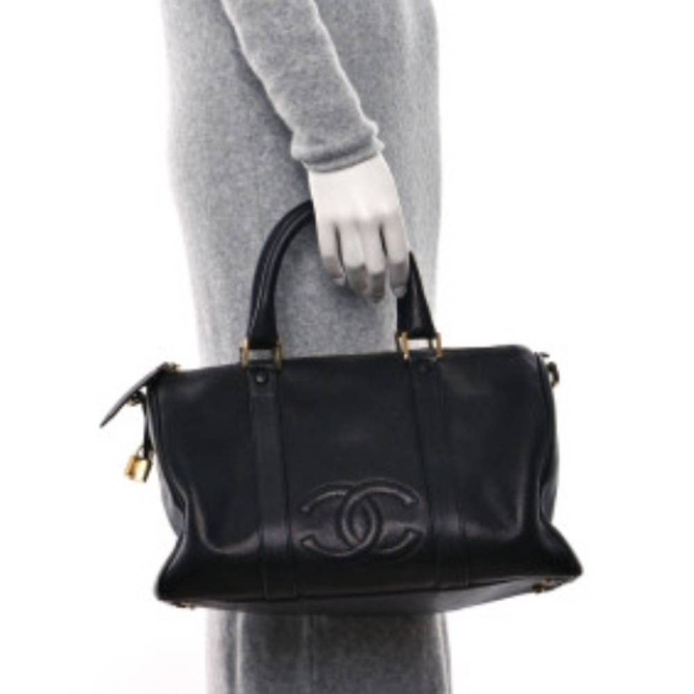 SOLD! Chanel Vintage CC Timeless Caviar Leather Boston Bag